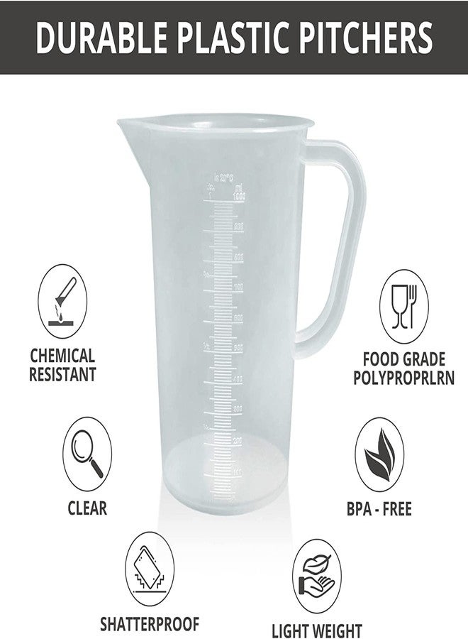 Spylx Polypropylene Measuring Jug with Handle Pour Spout Container for Kitchen Lab - Combo Pack of 500ml & 1000ml - Image 3